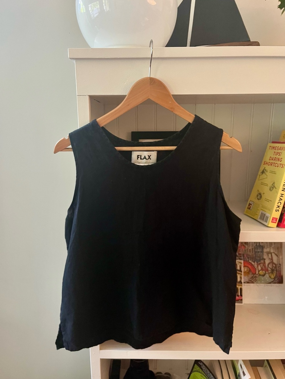 Flax linen tank size S small black
